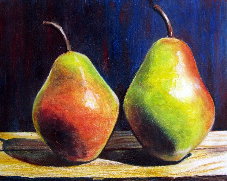 Pears in Oil Pastels